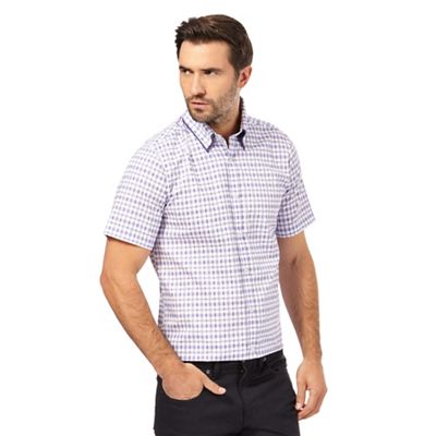 Purple grid checked tailored fit shirt
